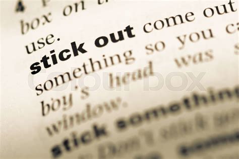 words for sticking out.